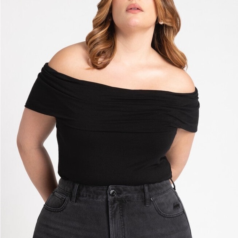 Eloquii Black Backless Sailor Collar Blouse